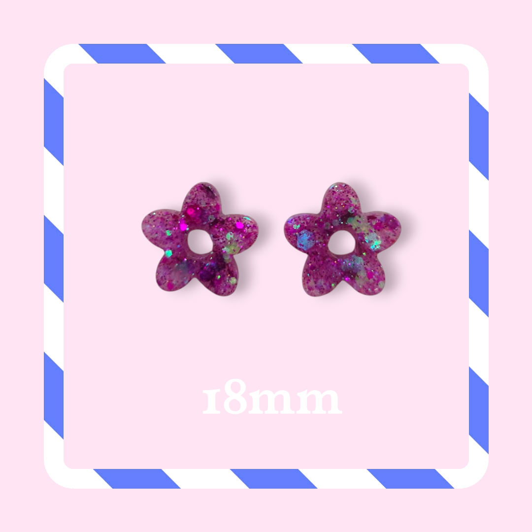 Charms petites fleurs paillettes violet scintillant