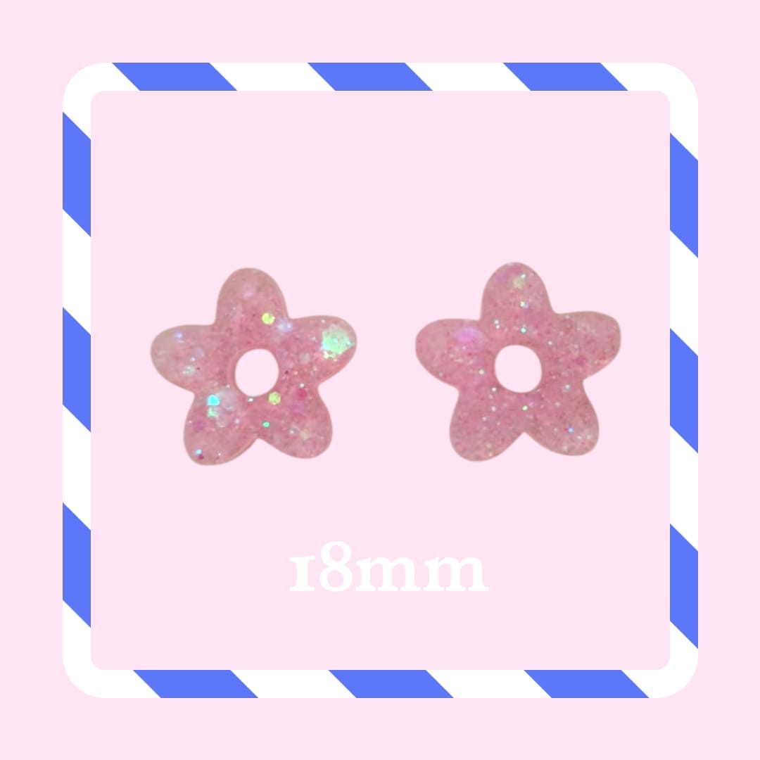 Charms petites fleurs paillettes rose pastel scintillant