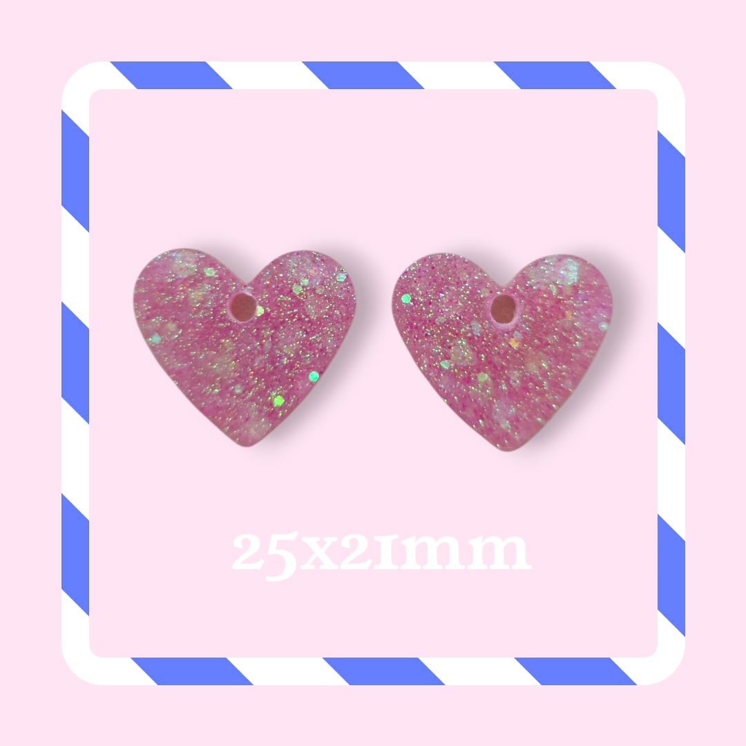 Charms coeur paillettes rose bonbon