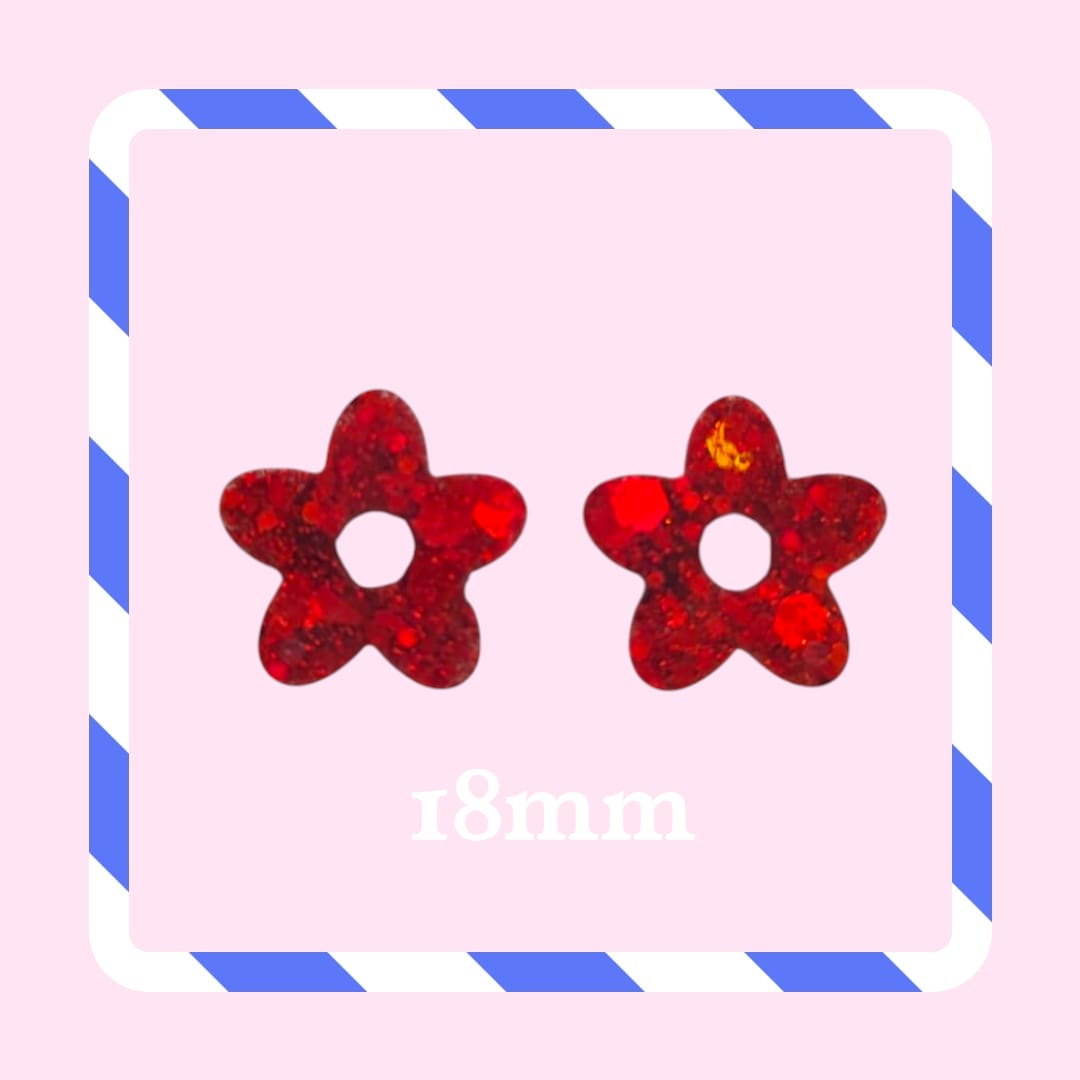 Charms petites fleurs paillettes rouge