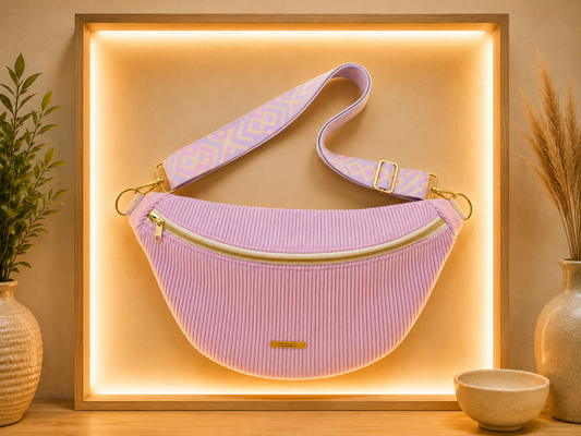 Sac banane velour côtelé lila parme